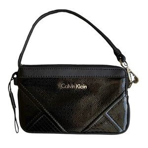 Calvin Klein Black Patent Leather Wristlet NWOT